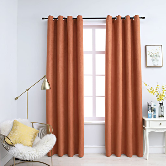 vidaXL Pimennysverhot metallirenkailla 2 kpl ruoste 140x245 cm