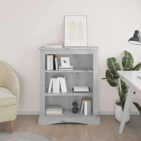 vidaXL Kirjahylly 3 tasoa Meksikon mänty Corona harmaa 81x29x100 cm
