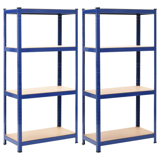 vidaXL Varastohyllyt 2 kpl sininen 80x40x160 cm teräs ja MDF