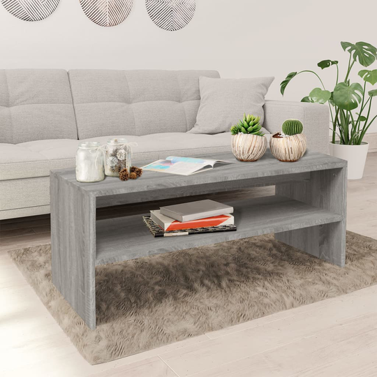 vidaXL Sohvapöytä harmaa Sonoma 100x40x40 cm tekninen puu