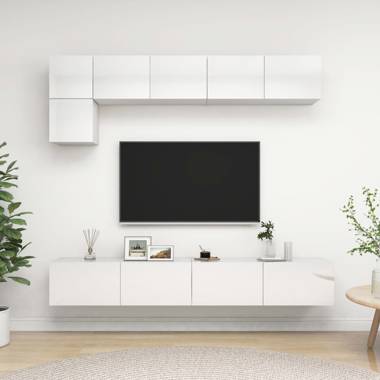 vidaXL 5-osainen TV-kaappisarja korkeakiilto valkoinen lastulevy
