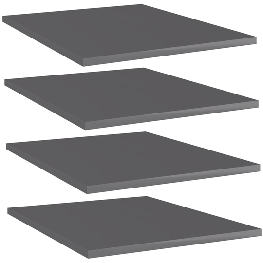 vidaXL Kirjahyllytasot 4 kpl korkeakiilto harmaa 40x50x1,5cm lastulevy