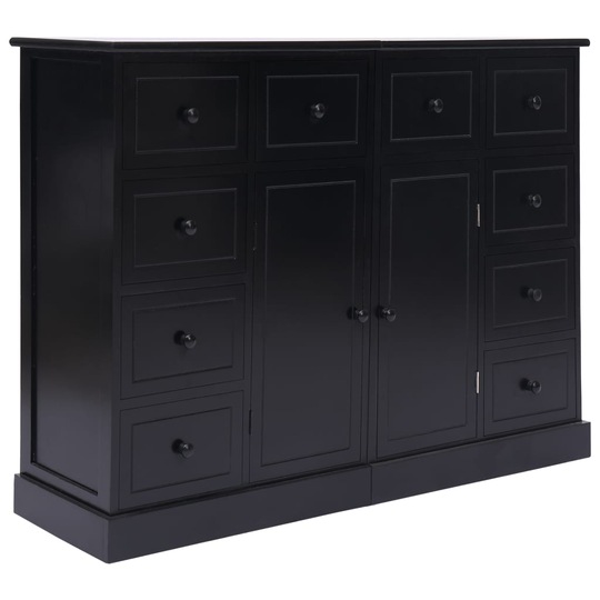 vidaXL Senkki 10 vetolaatikolla musta 113x30x79 cm puu