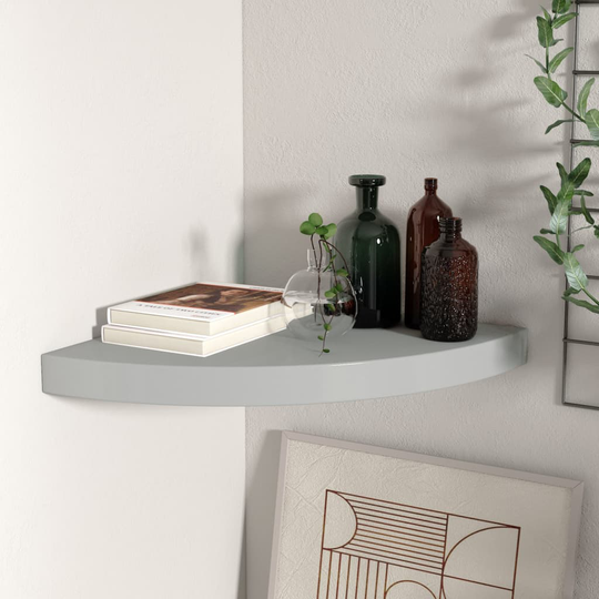 vidaXL Kelluva kulmahylly harmaa 35x35x3,8 cm MDF