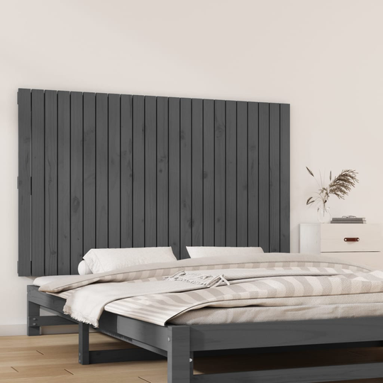 vidaXL Sängynpääty seinälle harmaa 147x3x90 cm täysi mänty
