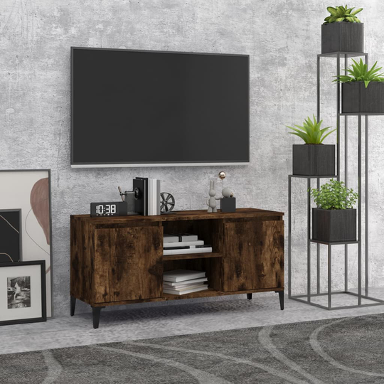 vidaXL TV-taso metallijaloilla savutammi 103,5x35x50 cm