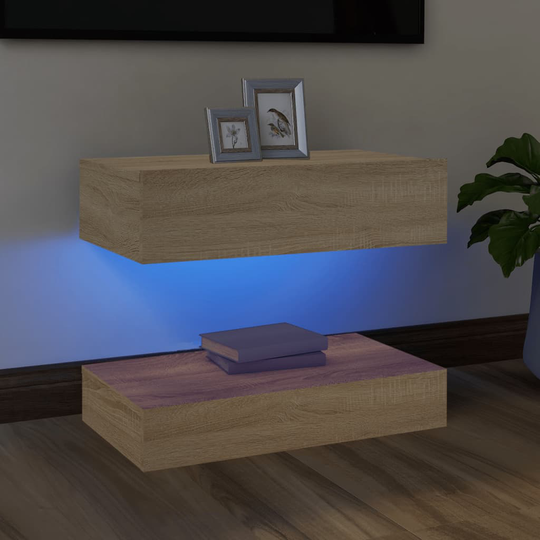 vidaXL TV-taso LED-valoilla Sonoma-tammi 60x35 cm