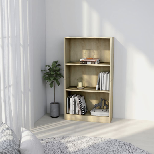 vidaXL 3-tasoinen kirjahylly Sonoma-tammi 60x24x109 cm tekninen puu