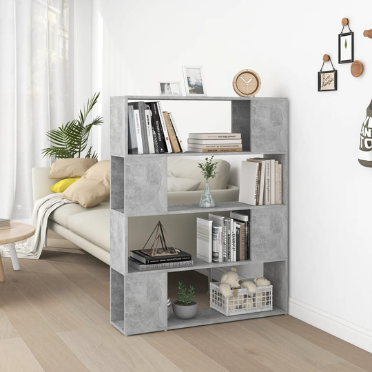 vidaXL Kirjahylly/tilanjakaja betoninharmaa 100x24x124 cm