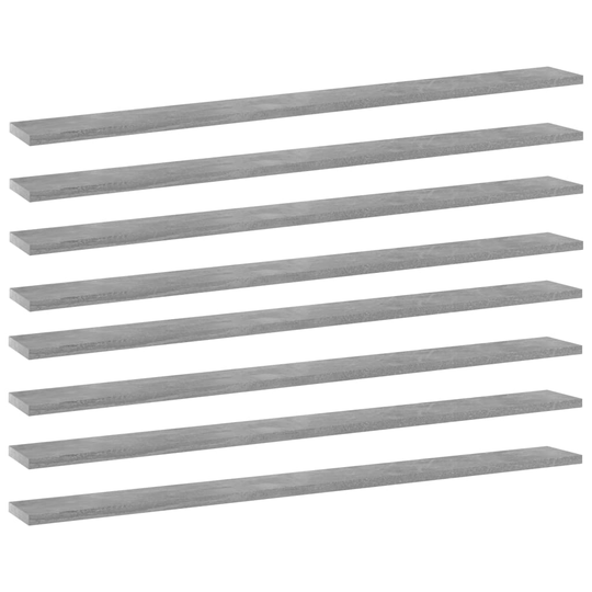 vidaXL Kirjahyllytasot 8 kpl betoninharmaa 100x10x1,5 cm lastulevy