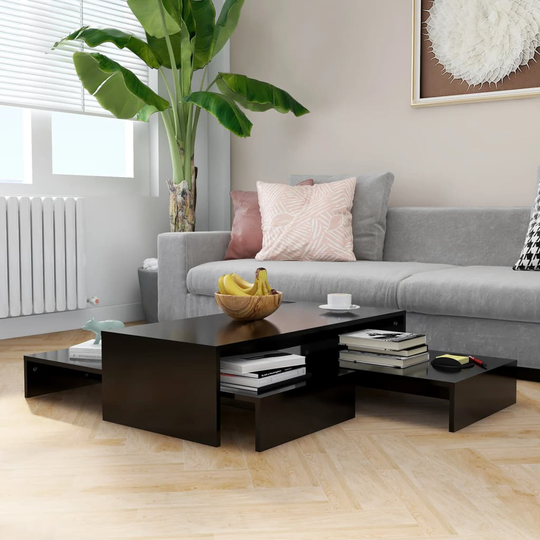 vidaXL Sohvapöytäsarja musta 100x100x26,5 cm lastulevy