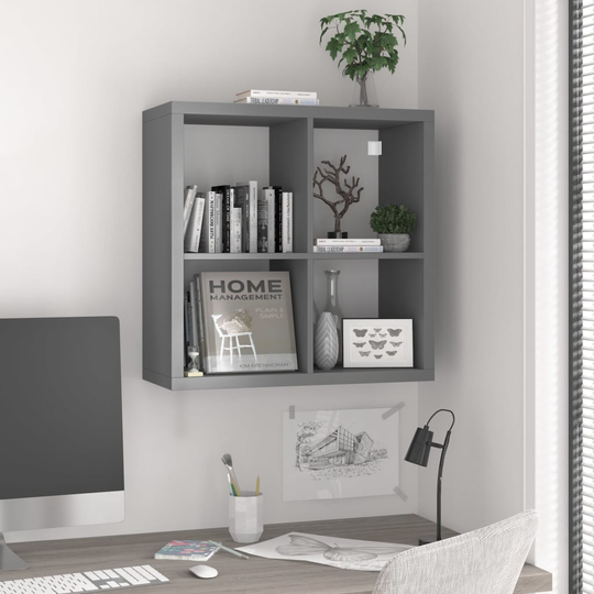 vidaXL Seinäkuutiohylly harmaa 69,5x29,5x69,5 cm MDF