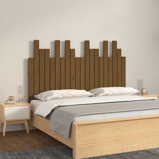 vidaXL Sängynpääty seinälle hunajanruskea 127,5x3x80 cm täysi mänty