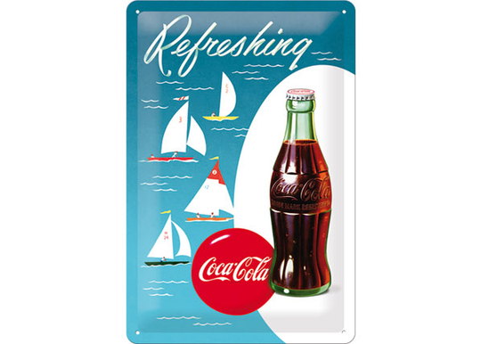 Retro metallitaulu COCA-COLA REFRESHING PURJELAIVA 20x30 cm