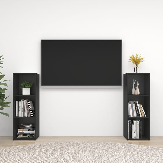 vidaXL TV-tasot 2 kpl musta 107x35x37 cm lastulevy