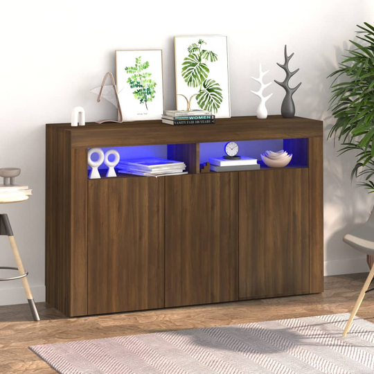 vidaXL Senkki LED-valoilla ruskea tammi 115,5x30x75 cm
