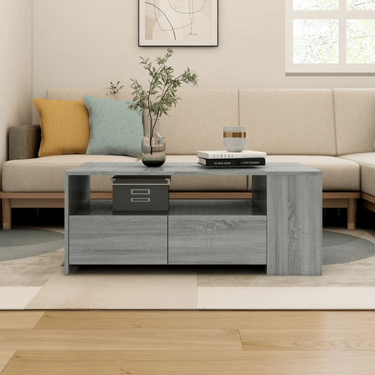 vidaXL Sohvapöytä harmaa Sonoma 102x55x42 cm tekninen puu