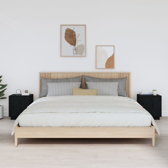 vidaXL Yöpöydät 2 kpl musta 40x34x45 cm täysi mänty
