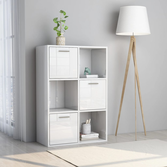 vidaXL Säilytyskaappi korkeakiilto valkoinen 60x29,5x90 cm lastulevy