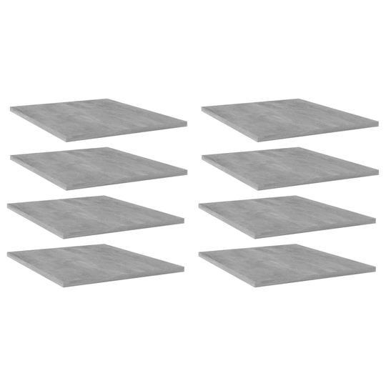 vidaXL Kirjahyllytasot 8 kpl betoninharmaa 40x50x1,5 cm lastulevy
