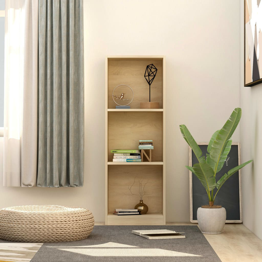 vidaXL 3-tasoinen kirjahylly Sonoma tammi 40x24x108 cm lastulevy