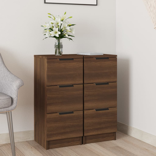 vidaXL Senkit 2 kpl ruskea tammi 30x30x70 cm tekninen puu