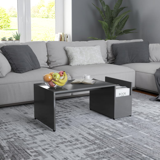 vidaXL Sohvapöytä harmaa 90x45x35 cm lastulevy