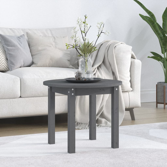 vidaXL Sohvapöytä harmaa Ø 55x45 cm täysi mänty