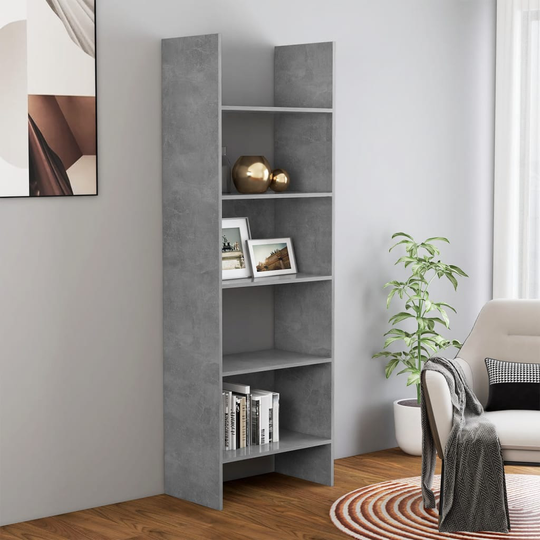vidaXL Kirjahylly betoninharmaa 60x35x180 cm lastulevy