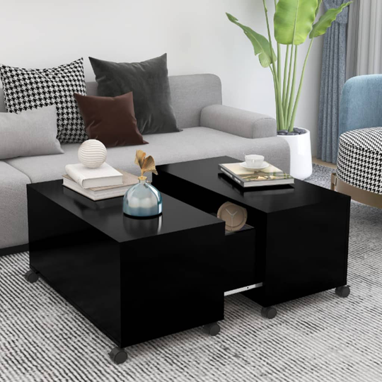 vidaXL Sohvapöytä musta 75x75x38 cm lastulevy