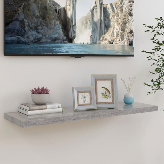 vidaXL Kelluva seinähylly betoninharmaa 90x23,5x3,8 cm MDF