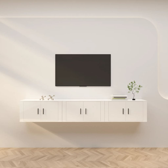 vidaXL Seinäkiinnitettävät TV-kaapit 3 kpl korkeakiilto 80x34,5x40 cm