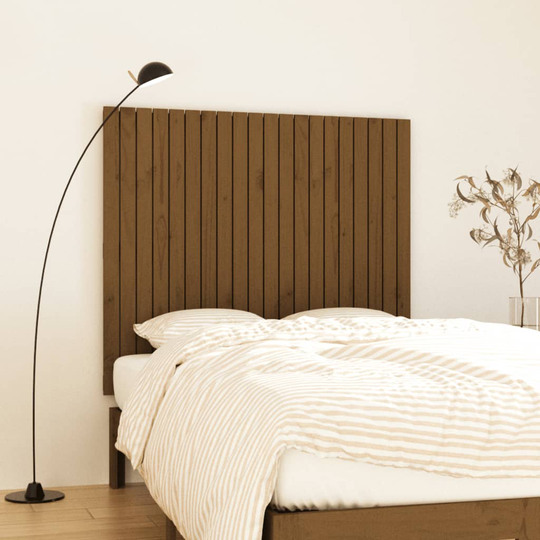 vidaXL Sängynpääty seinälle hunajanruskea 127,5x3x110 cm täysi mänty