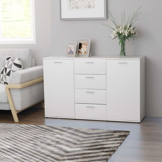 vidaXL Senkki valkoinen 120x35,5x75 cm lastulevy
