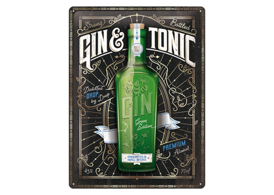 Retro metallitaulu Gin&Tonic Green Edition 30x40 cm