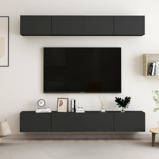 vidaXL TV-tasot 4 kpl musta 100x30x30 cm lastulevy
