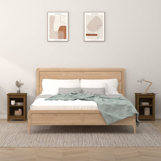 vidaXL Yöpöydät 2 kpl hunajanruskea 40x35x55 cm täysi mänty