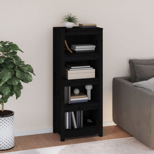 vidaXL Kirjahylly musta 50x35x125,5 cm täysi mänty