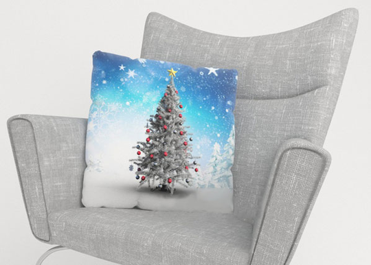 Koristetyynyliina WHITE CHRISTMAS TREE 45x45 cm