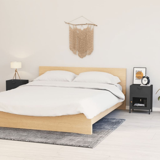vidaXL Yöpöydät 2 kpl antrasiitti 40x30x54,5 cm teräs ja lasi