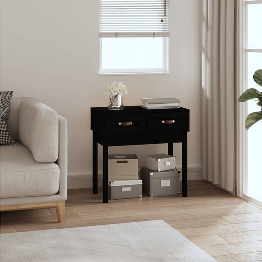 vidaXL Konsolipöytä musta 76,5x40x75 cm täysi mänty