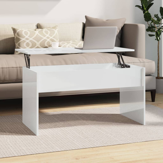 vidaXL Sohvapöytä korkeakiilto valkoinen 102x50,5x52,5 cm tekninen puu