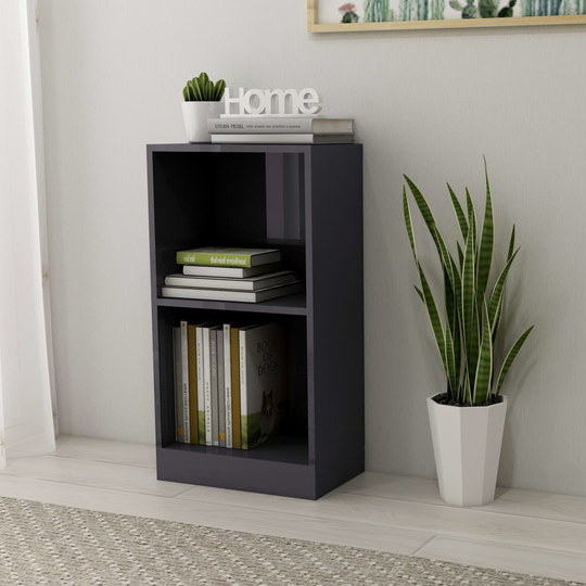 vidaXL Kirjahylly korkeakiilto harmaa 40x24x75 cm lastulevy