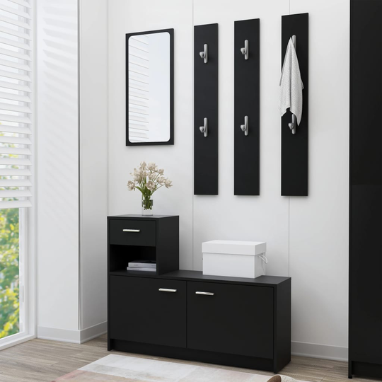 vidaXL Eteisen säilytysyksikkö musta 100x25x76,5 cm lastulevy