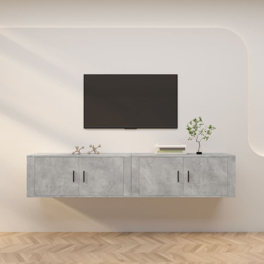 vidaXL Seinäkiinnitettävät TV-kaapit 2 kpl betoninharm. 100x34,5x40 cm