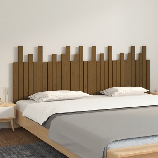 vidaXL Sängynpääty seinälle hunajanruskea 204x3x80 cm täysi mänty