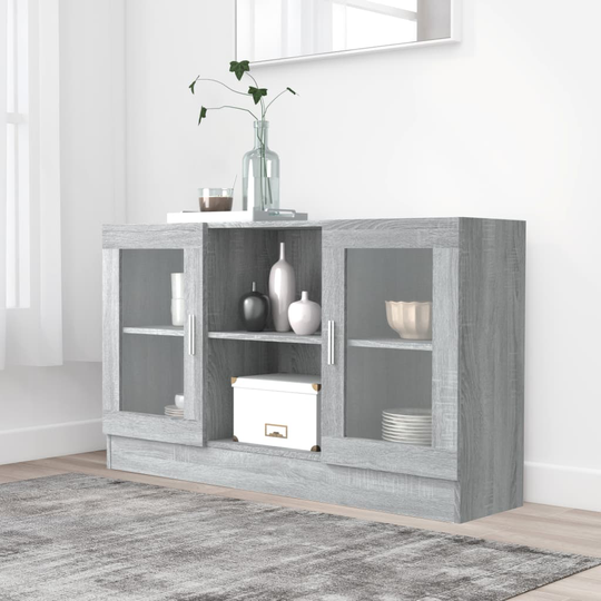 vidaXL Vitriinikaappi harmaa Sonoma 120x30,5x70 cm tekninen puu