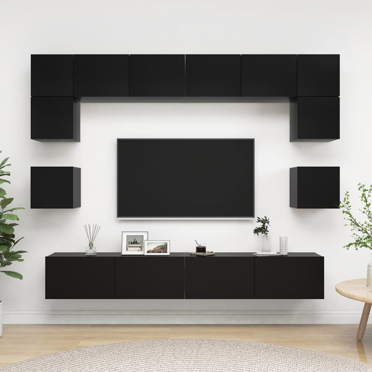vidaXL 8-osainen TV-kaappisarja musta lastulevy