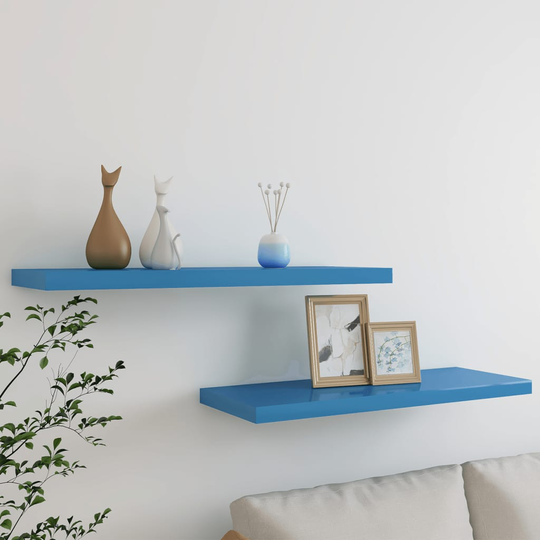 vidaXL Kelluvat seinähyllyt 2 kpl sininen 80x23,5x3,8 cm MDF