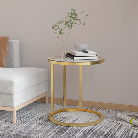 vidaXL Sivupöytä kulta ja läpinäkyvä 45 cm karkaistu lasi